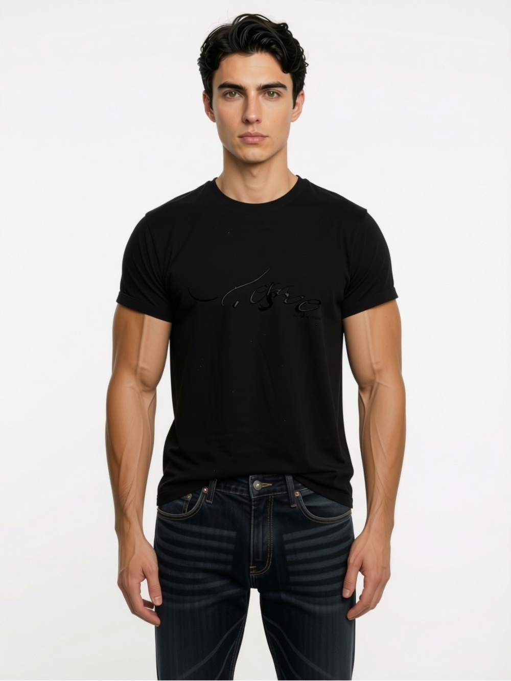 Versace Collection Black Short Sleeve Crewneck Logo Tee